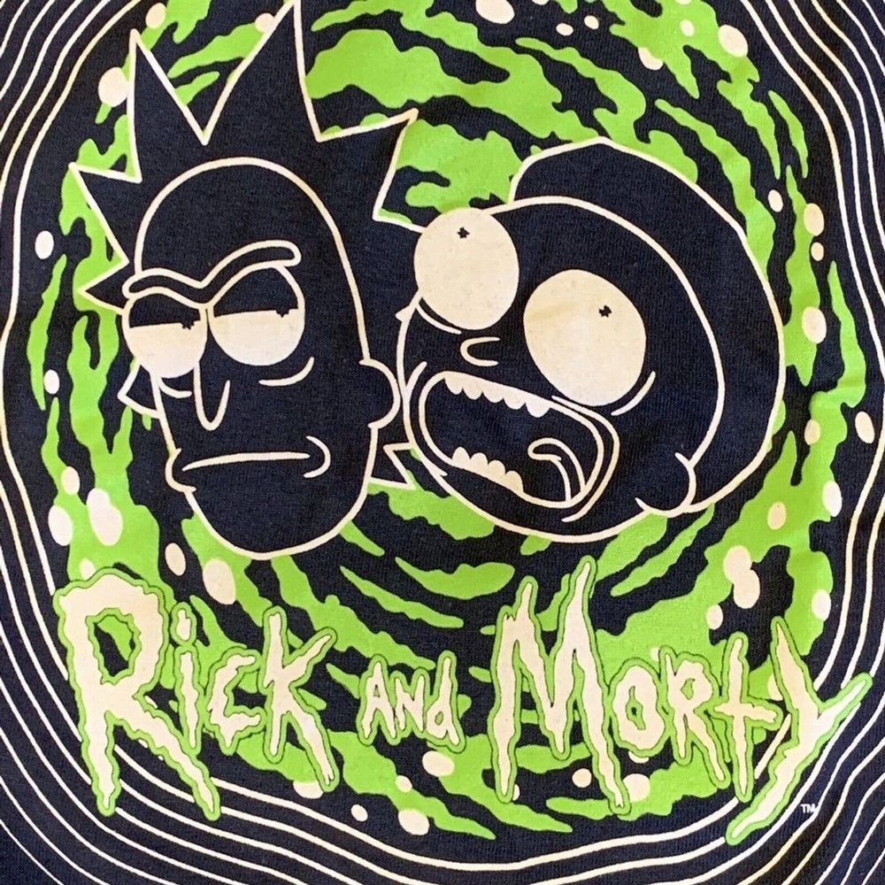 Rick and Morty Mens Shirt XL Green Portal Outline Unisex T-Shirt Navy NWT - Picture 5 of 12